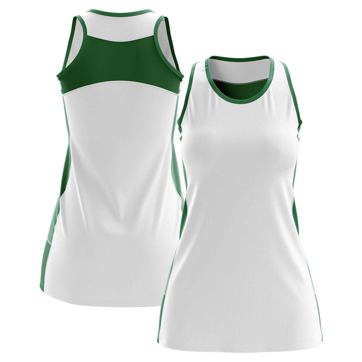 Custom White Kelly Green Color Block Two Tone Tennis Dresses