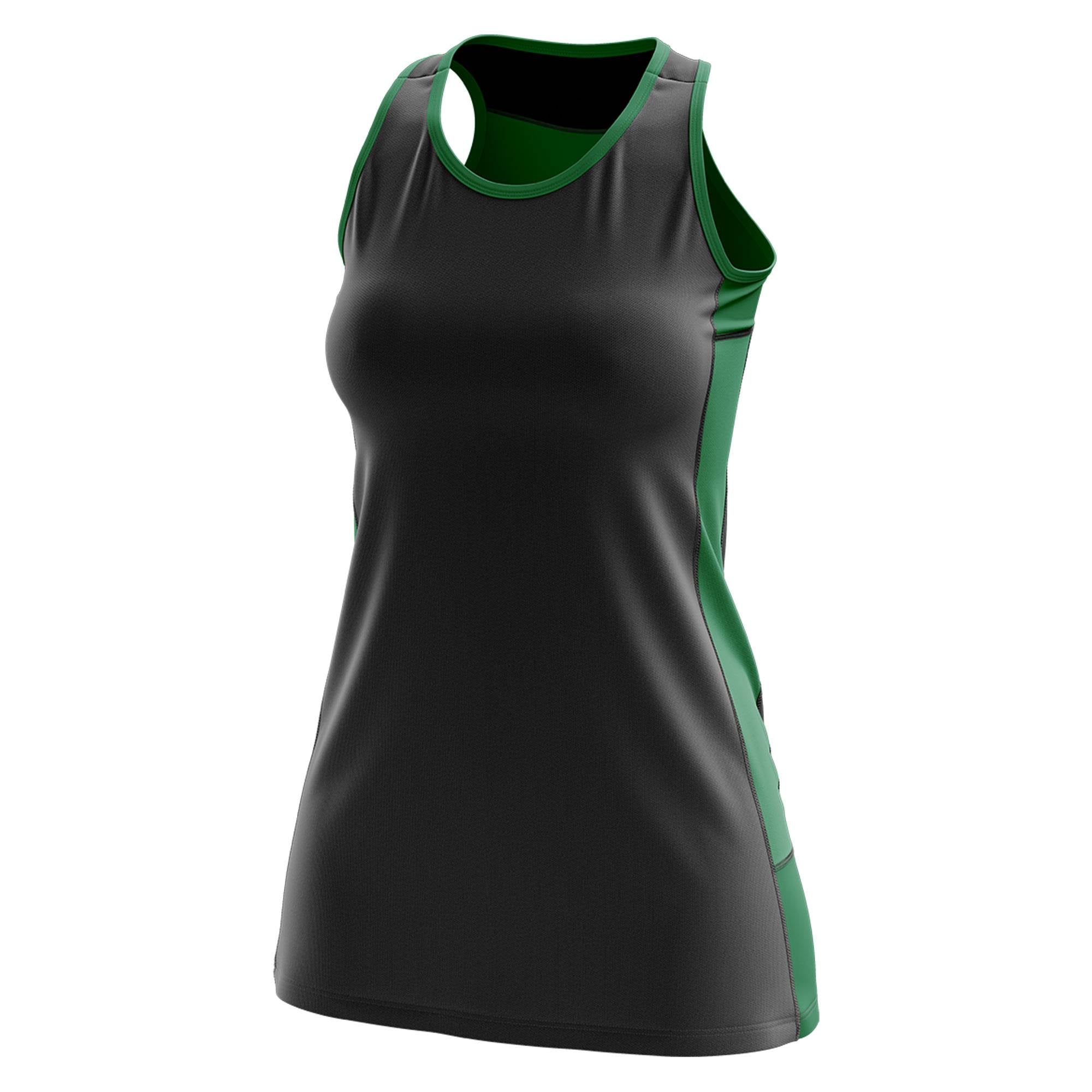 Custom Black Kelly Green Color Block Two Tone Tennis Dresses