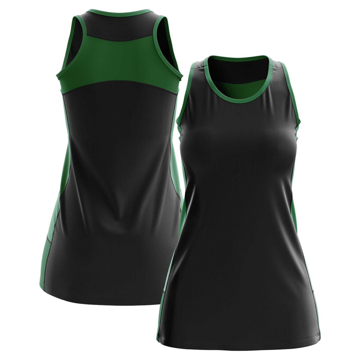Custom Black Kelly Green Color Block Two Tone Tennis Dresses