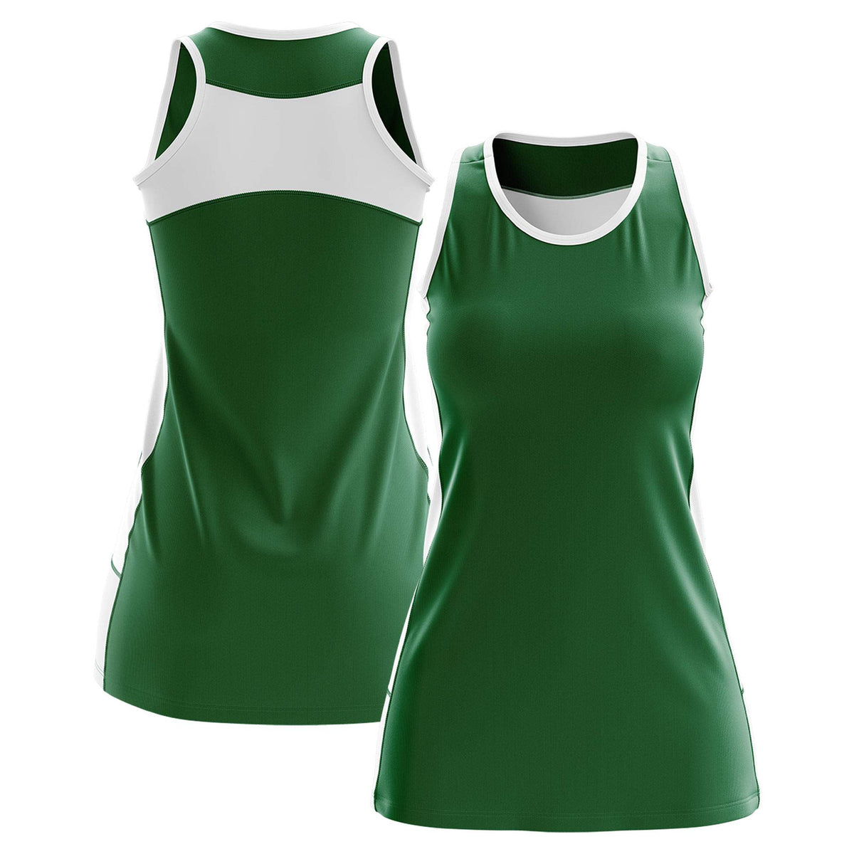 Custom Kelly Green White Color Block Two Tone Tennis Dresses