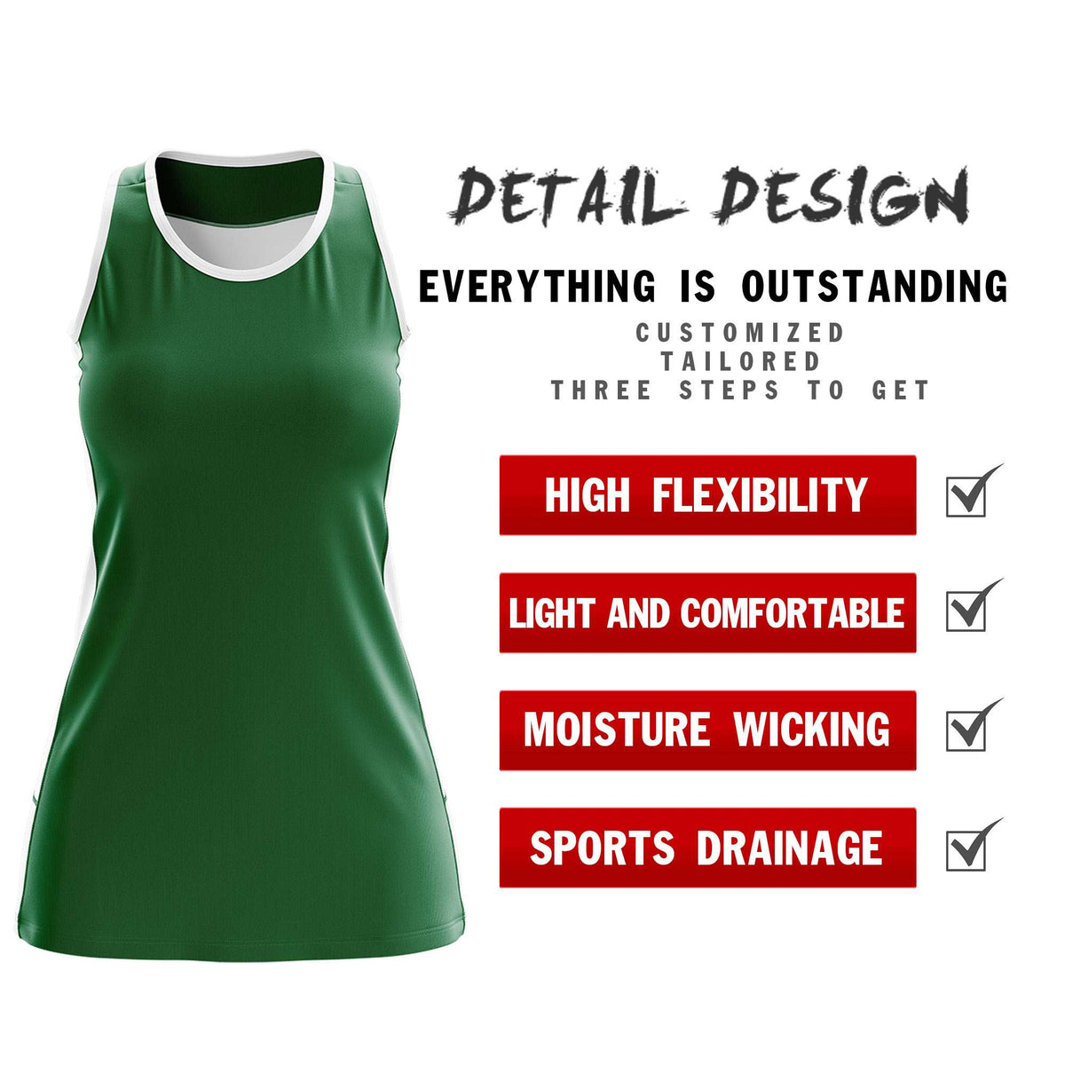 Custom Kelly Green White Color Block Two Tone Tennis Dresses