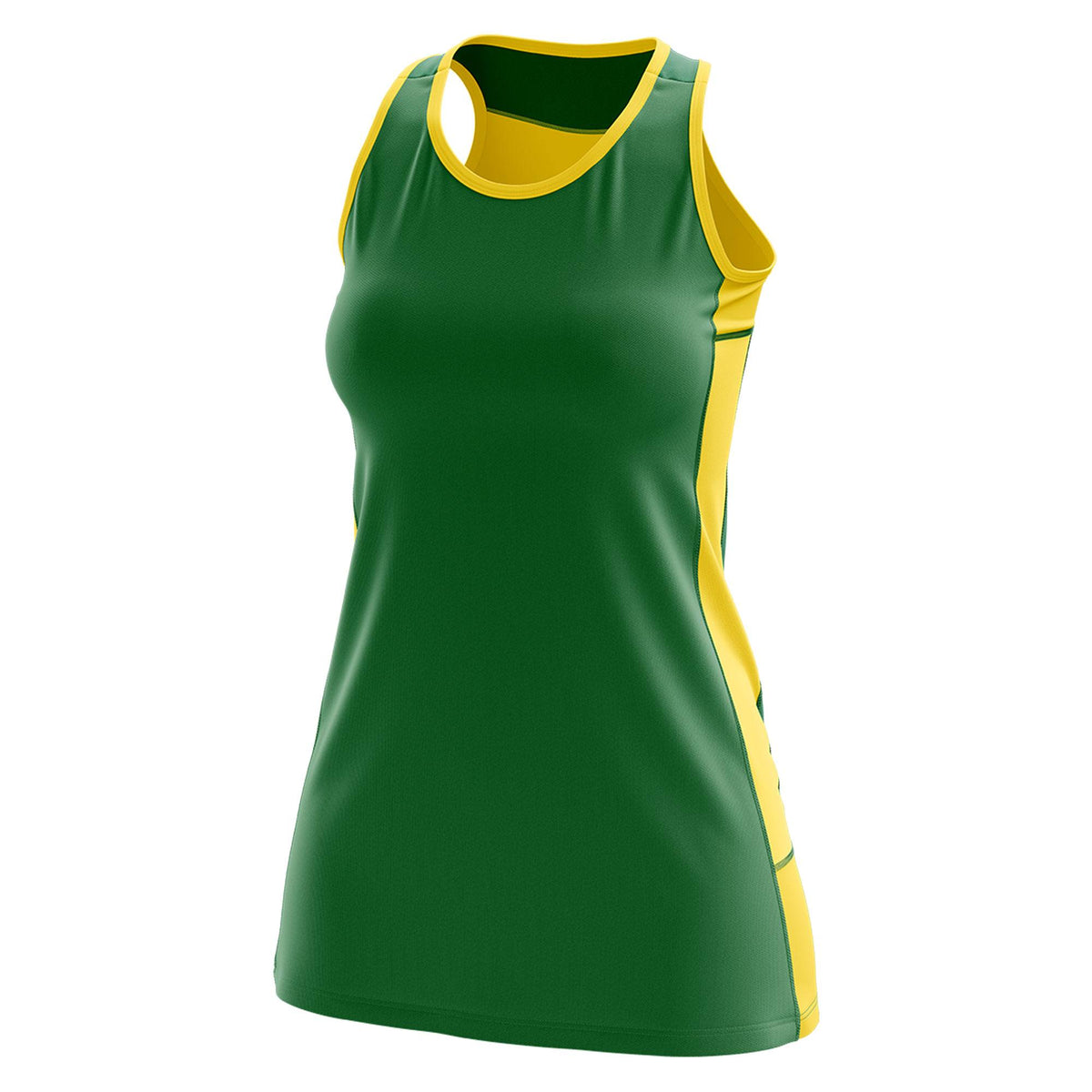 Custom Kelly Green Gold Color Block Two Tone Tennis Dresses