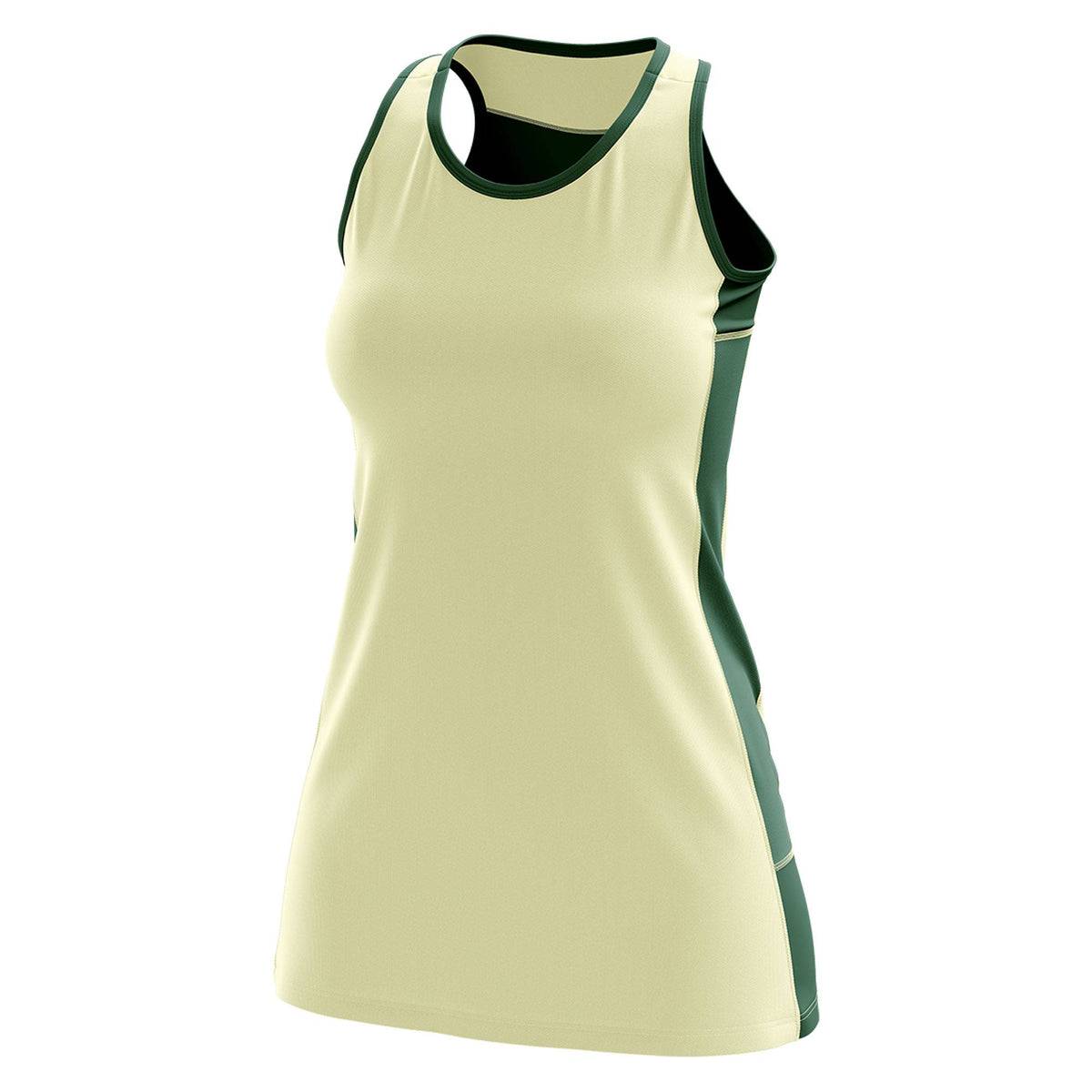 Custom Cream Hunter Green Color Block Two Tone Tennis Dresses