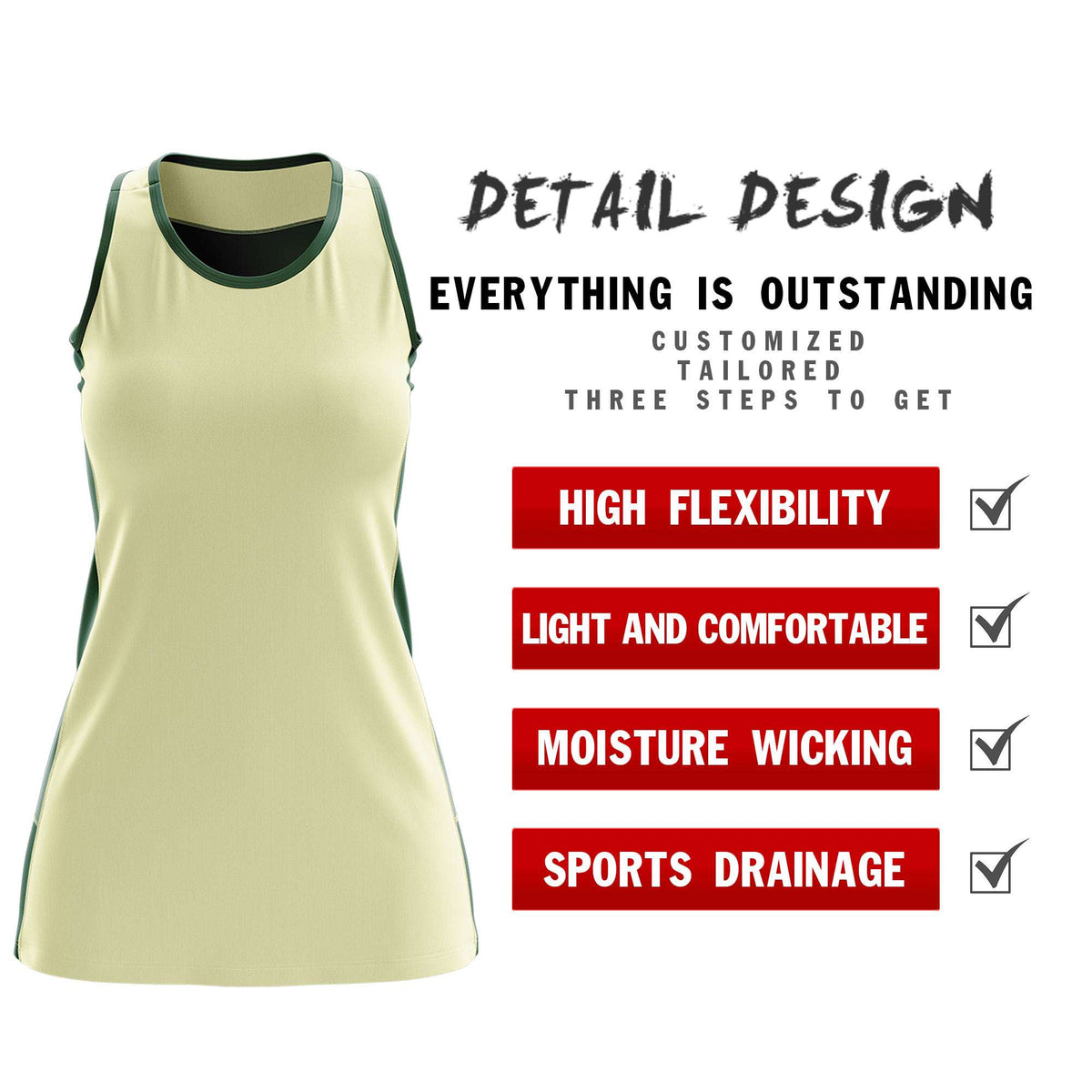 Custom Cream Hunter Green Color Block Two Tone Tennis Dresses