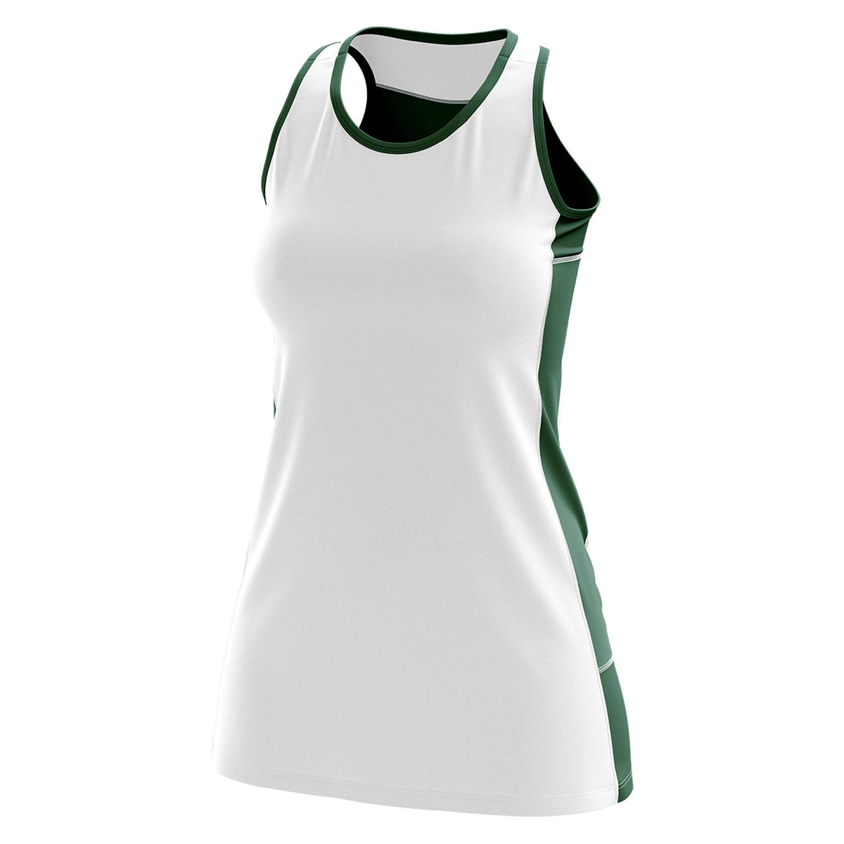 Custom White Hunter Green Color Block Two Tone Tennis Dresses