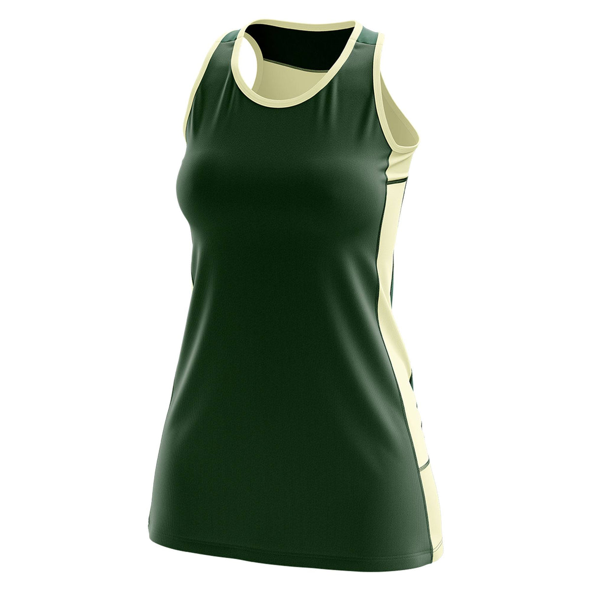 Custom Hunter Green Cream Color Block Two Tone Tennis Dresses