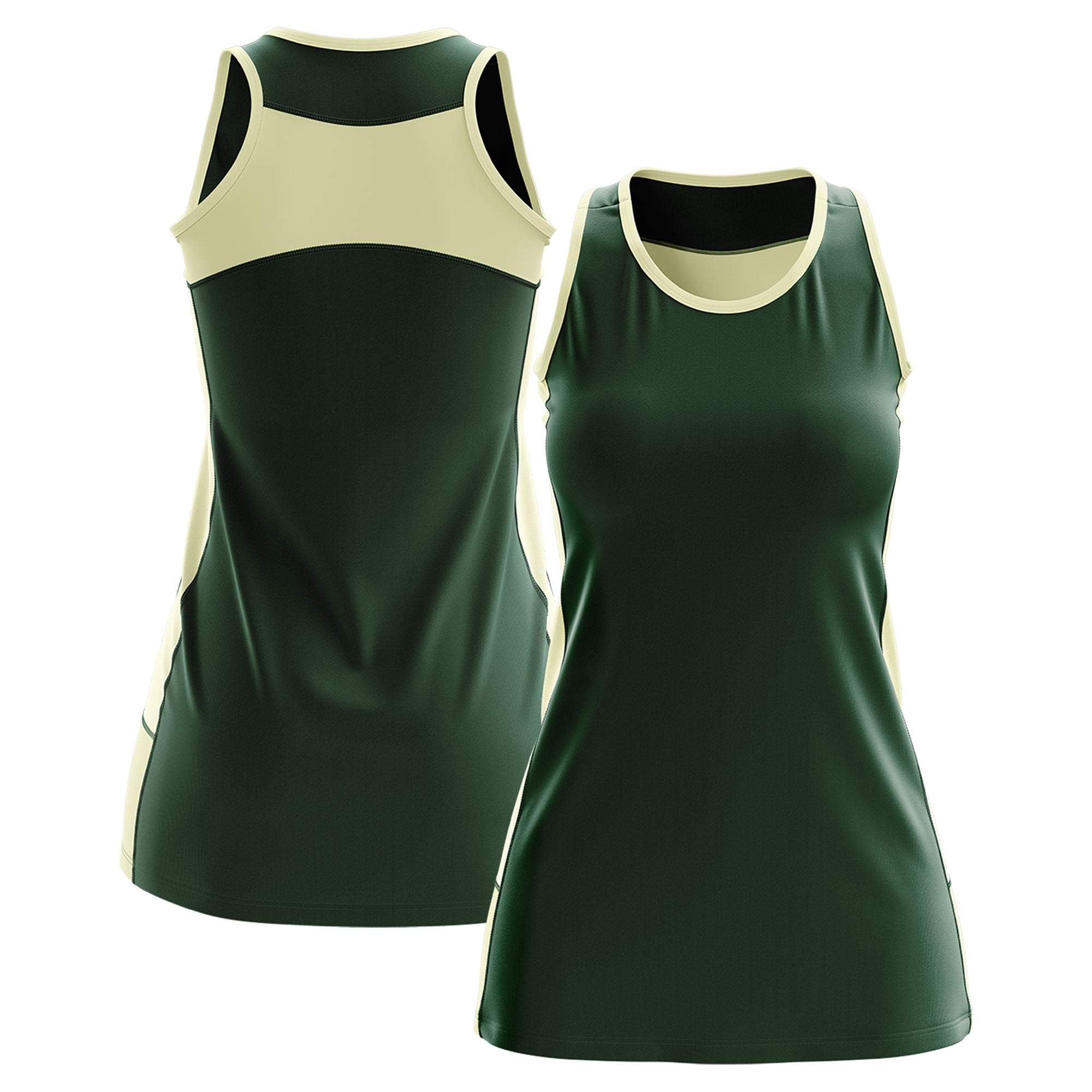 Custom Hunter Green Cream Color Block Two Tone Tennis Dresses