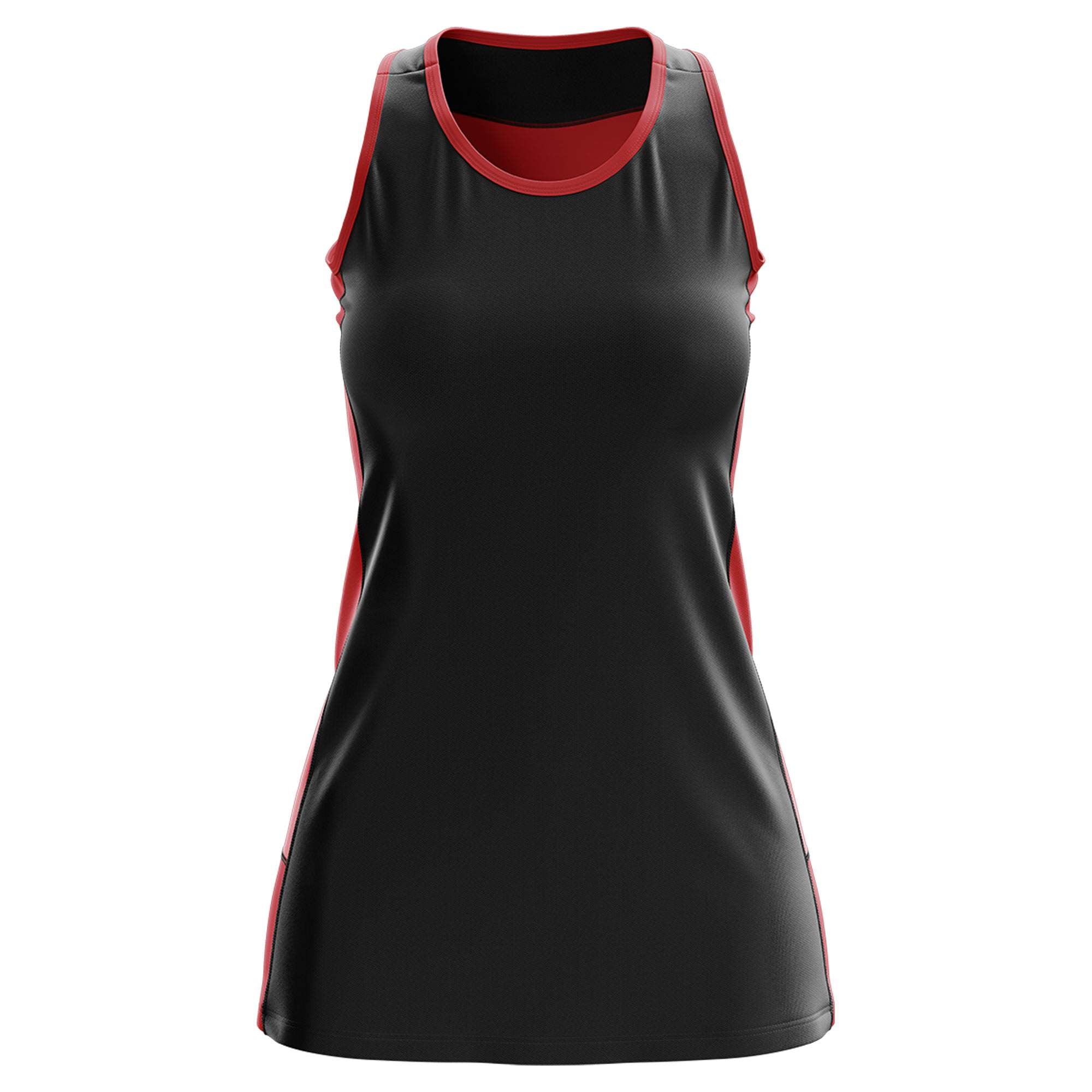 Custom Black Red Color Block Two Tone Tennis Dresses