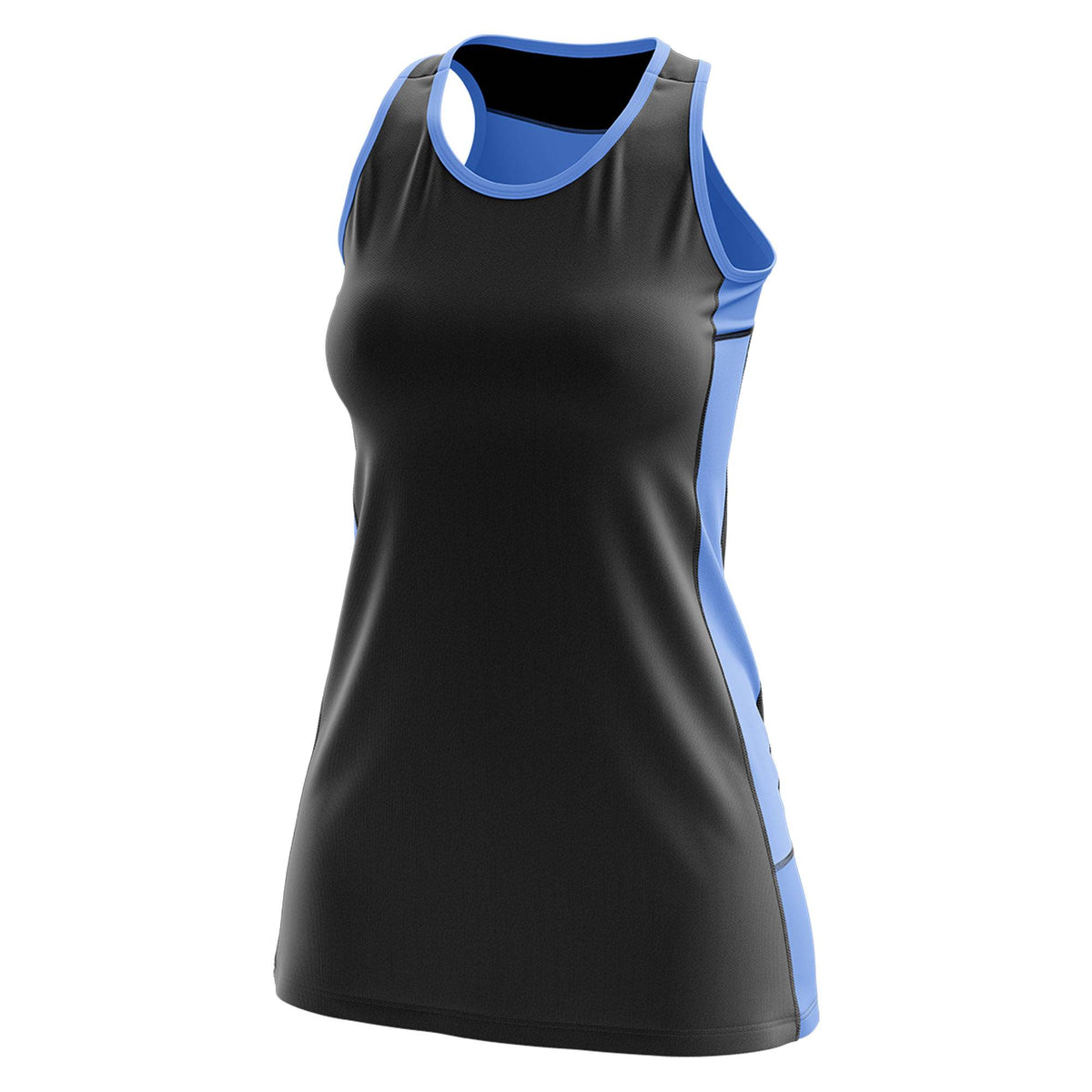 Custom Black Powder Blue Color Block Two Tone Tennis Dresses