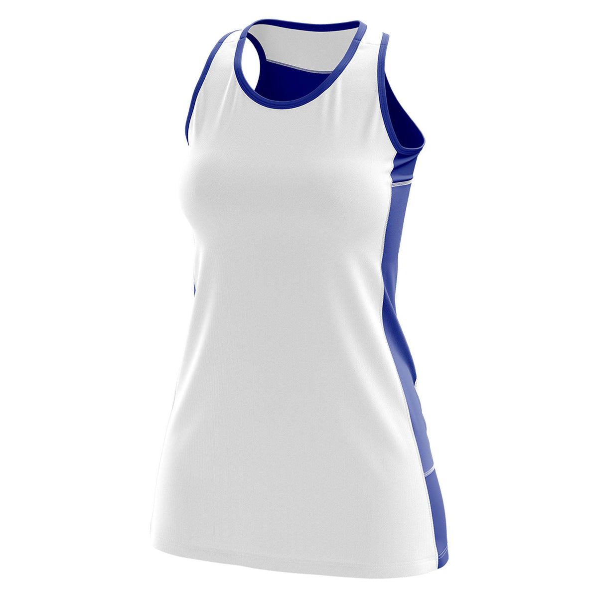 Custom White Royal Blue Color Block Two Tone Tennis Dresses