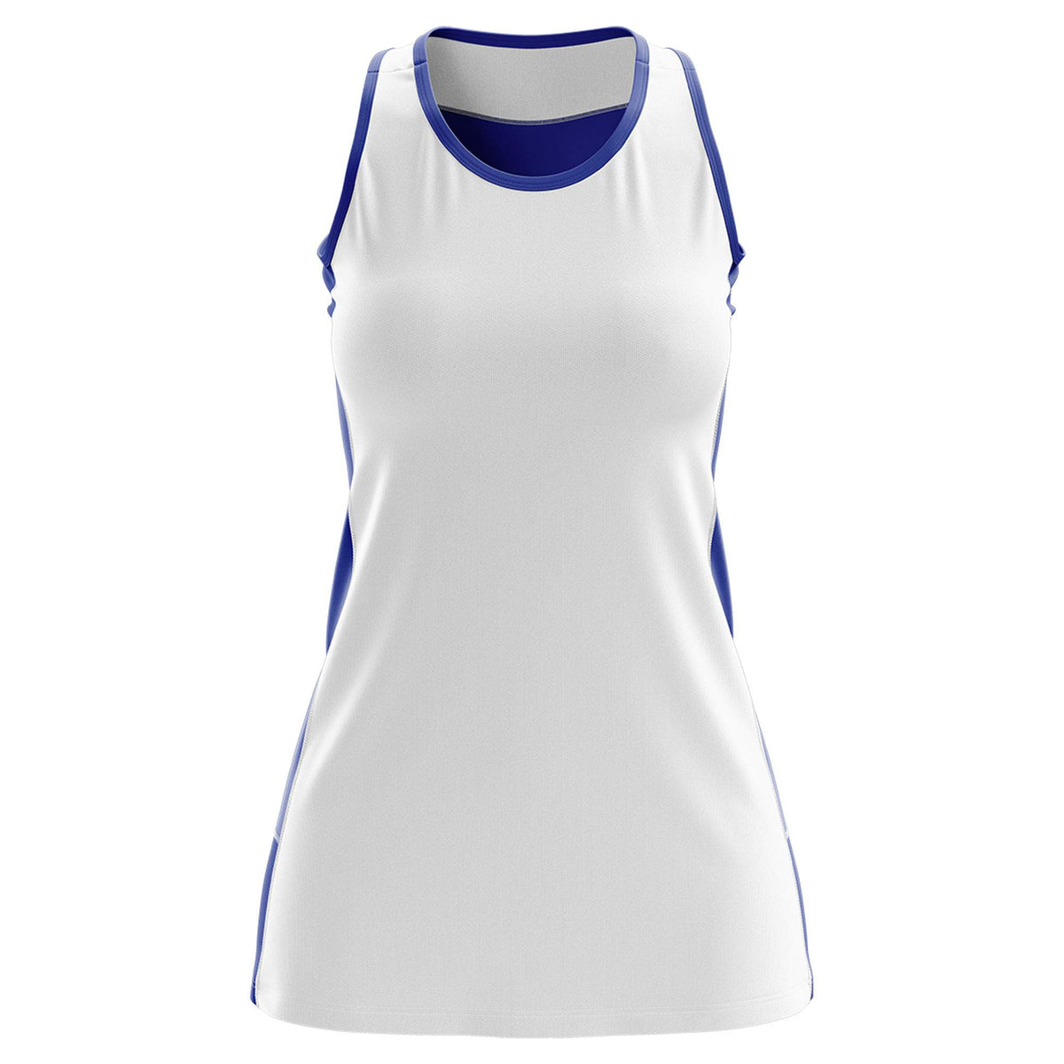 Custom White Royal Blue Color Block Two Tone Tennis Dresses