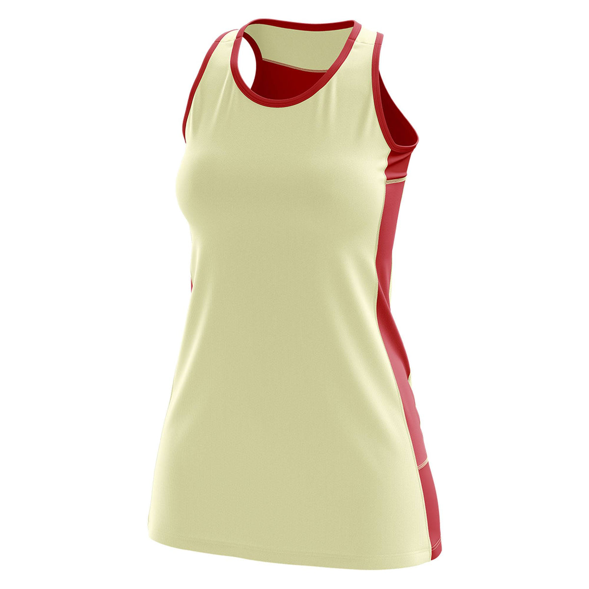 Custom Cream Red Color Block Two Tone Tennis Dresses