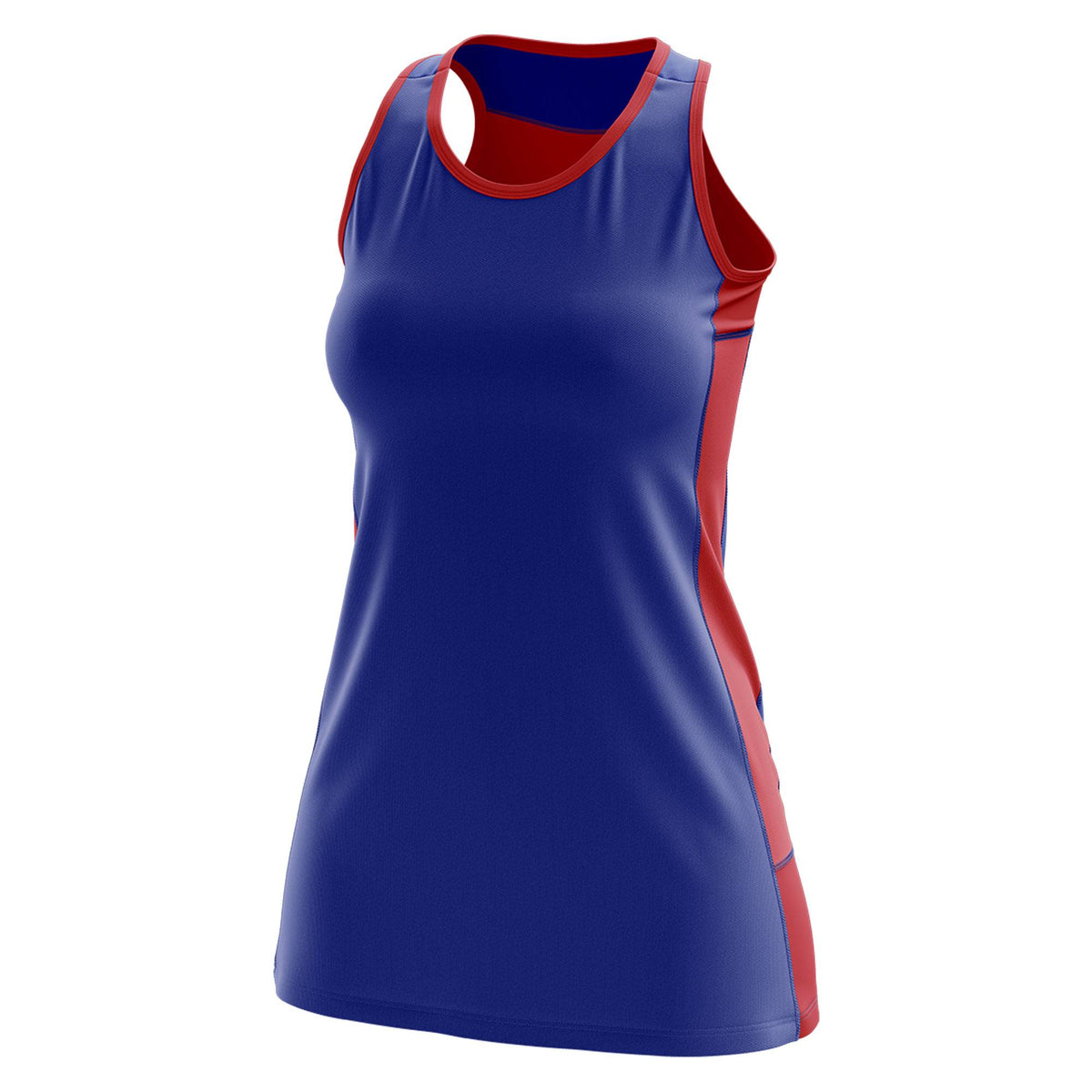 Custom Royal Blue Red Color Block Two Tone Tennis Dresses