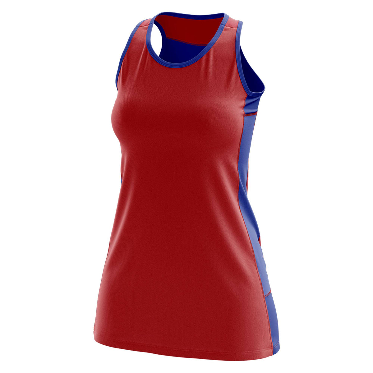 Custom Red Royal Blue Color Block Two Tone Tennis Dresses