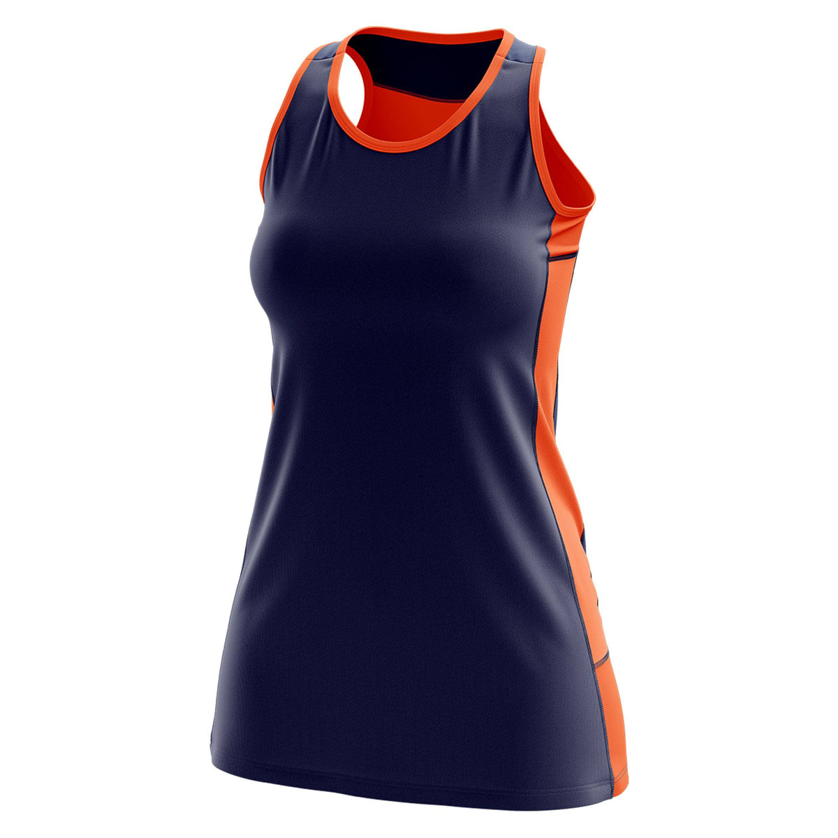 Custom Navy Orange Color Block Two Tone Tennis Dresses
