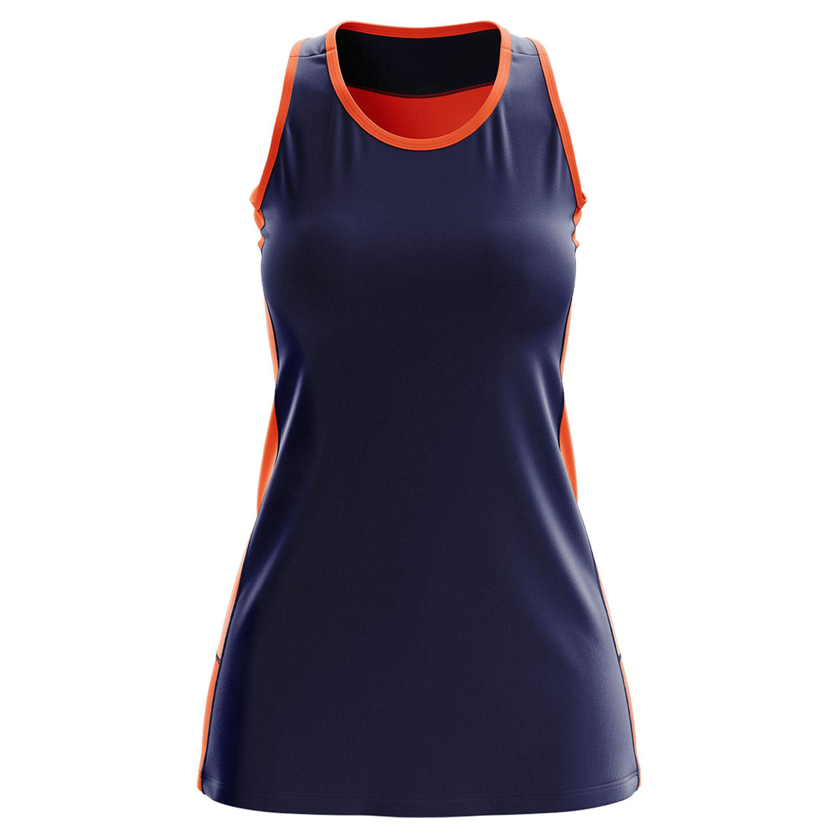 Custom Navy Orange Color Block Two Tone Tennis Dresses