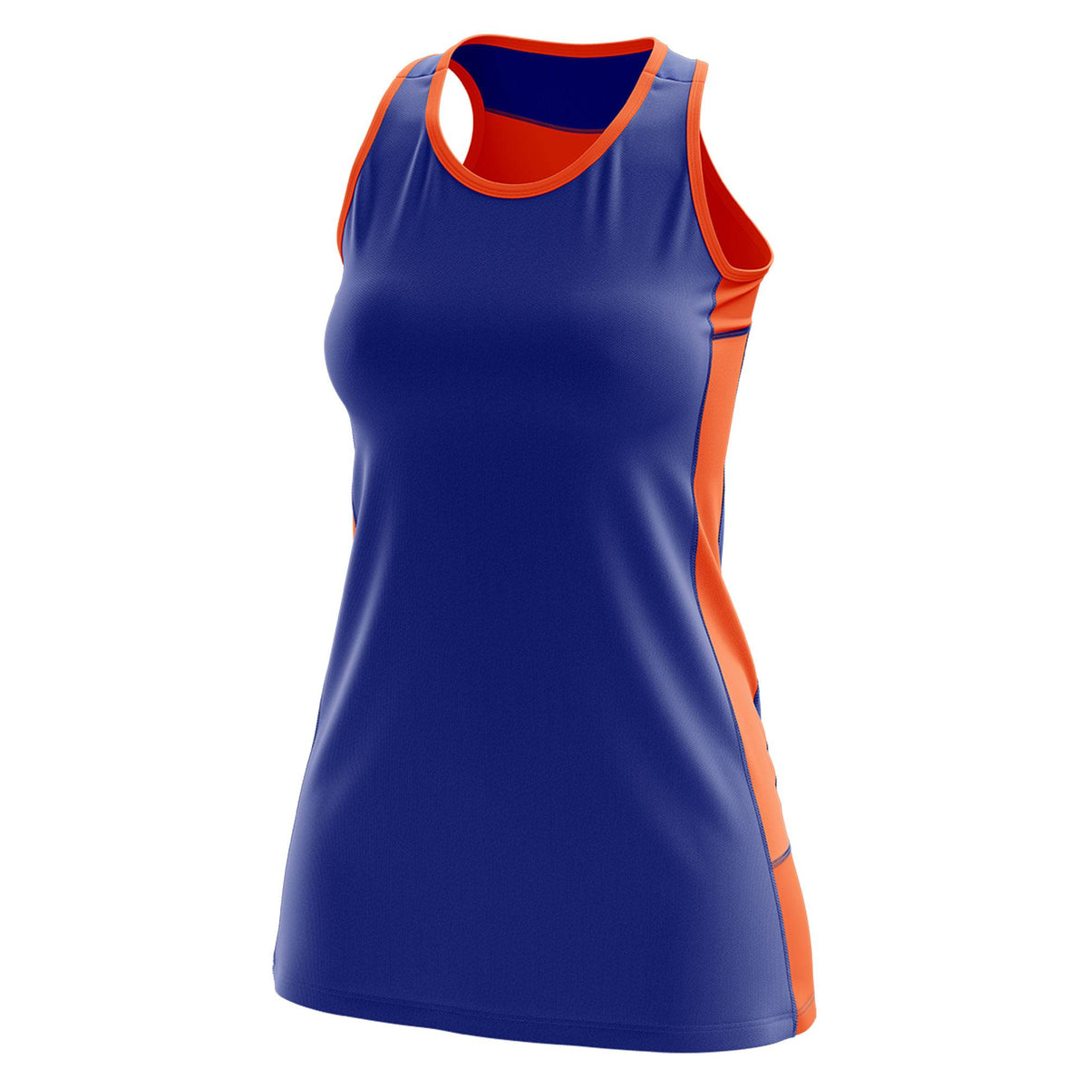 Custom Royal Blue Orange Color Block Two Tone Tennis Dresses