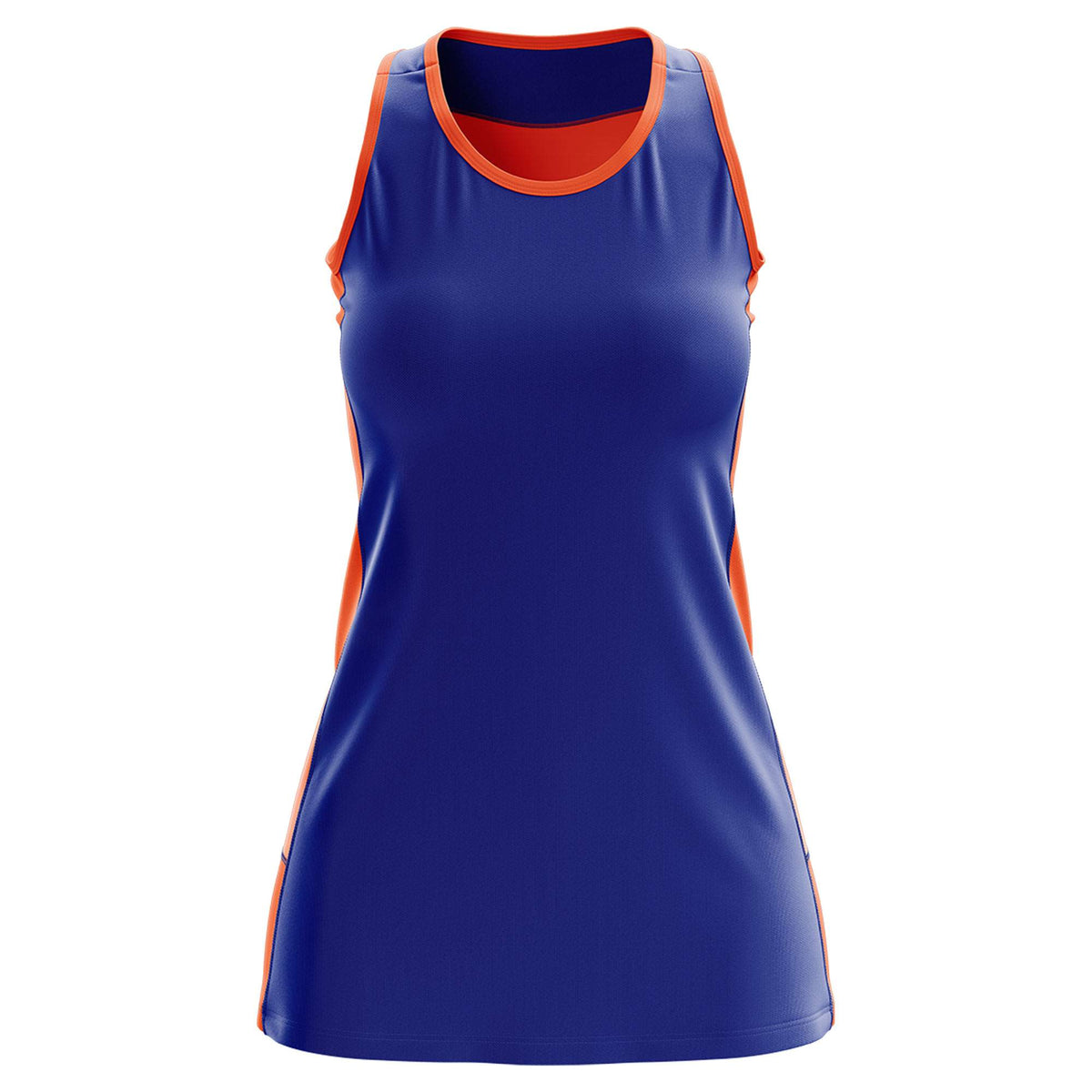 Custom Royal Blue Orange Color Block Two Tone Tennis Dresses