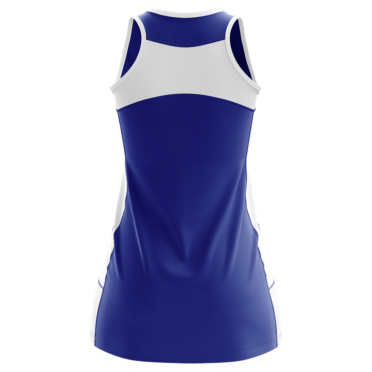 Custom Royal Blue White Color Block Two Tone Tennis Dresses