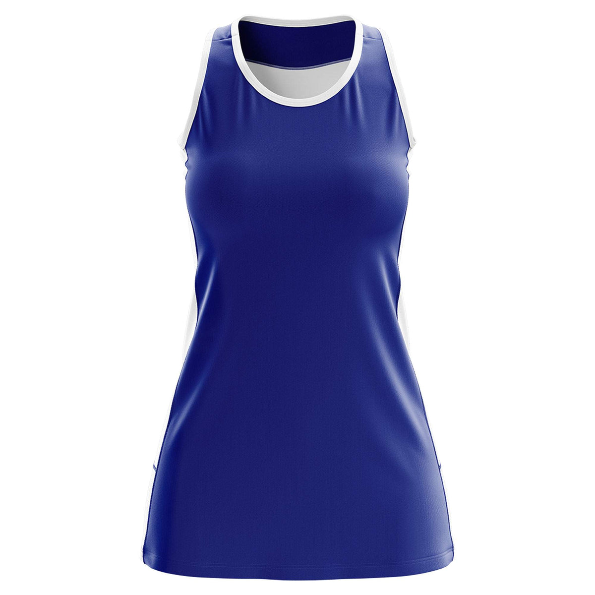 Custom Royal Blue White Color Block Two Tone Tennis Dresses