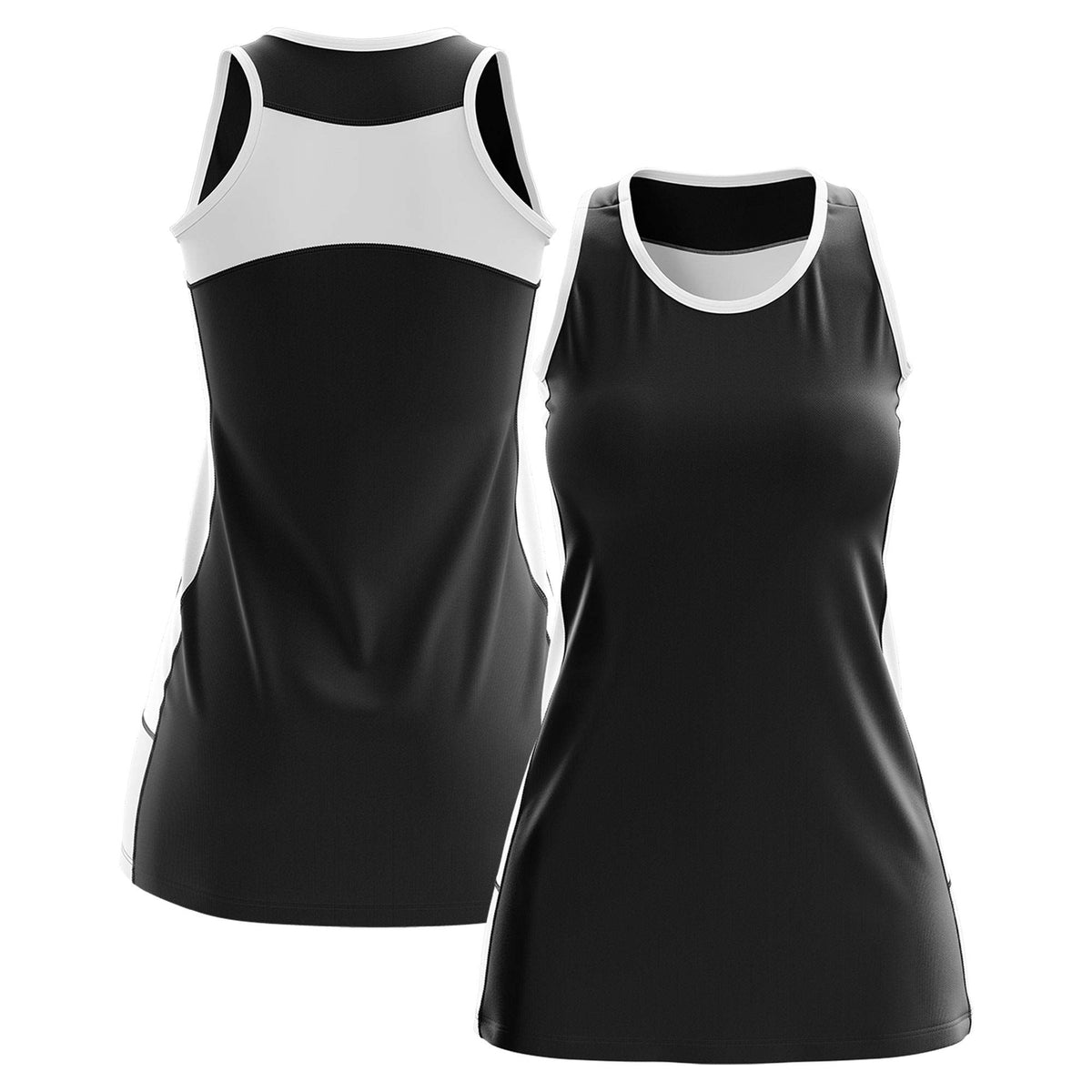 Custom Black White Color Block Two Tone Tennis Dresses