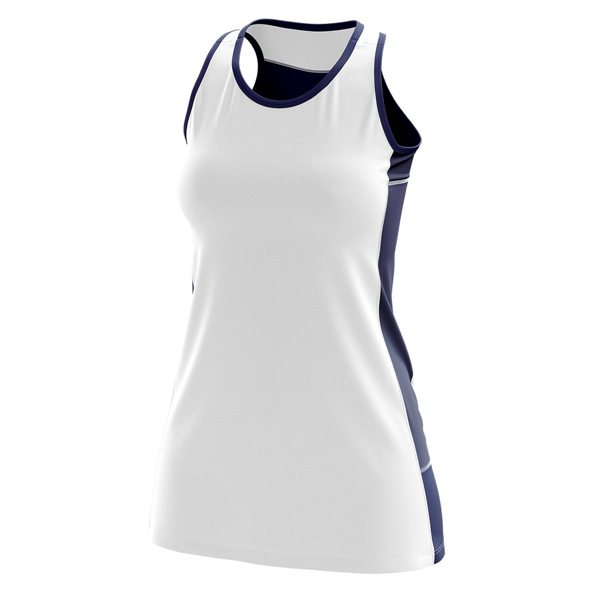 Custom White Navy Color Block Two Tone Tennis Dresses