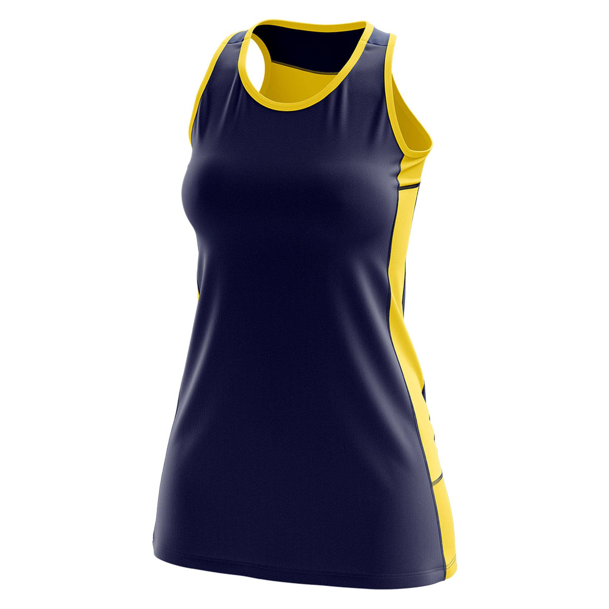 Custom Navy Gold Color Block Two Tone Tennis Dresses