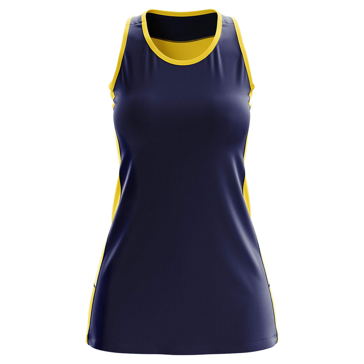 Custom Navy Gold Color Block Two Tone Tennis Dresses