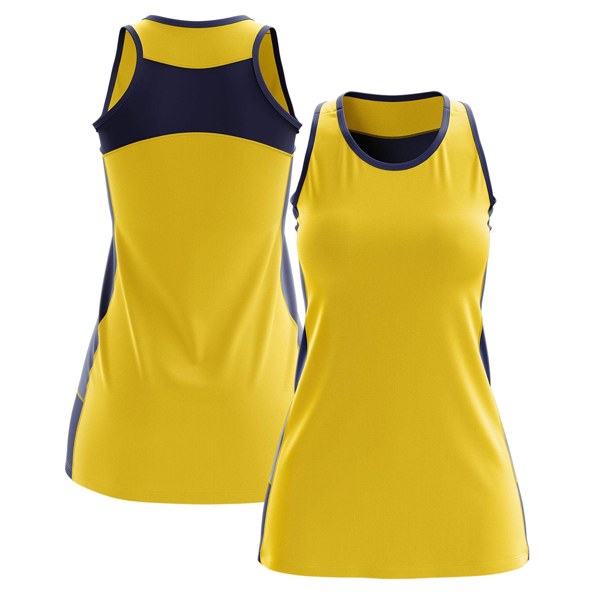 Custom Gold Navy Color Block Two Tone Tennis Dresses