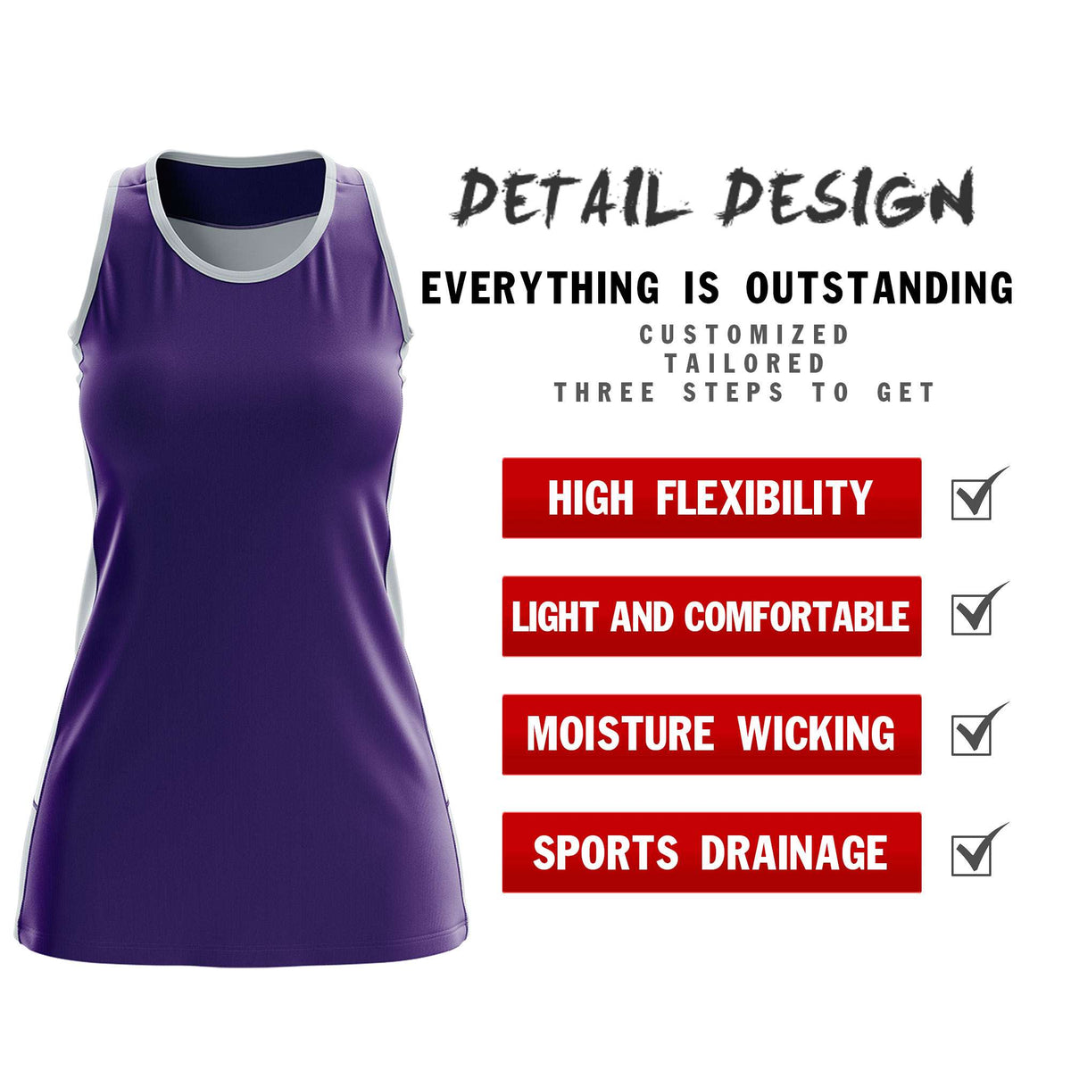 Custom Purple Silver Color Block Two Tone Tennis Dresses