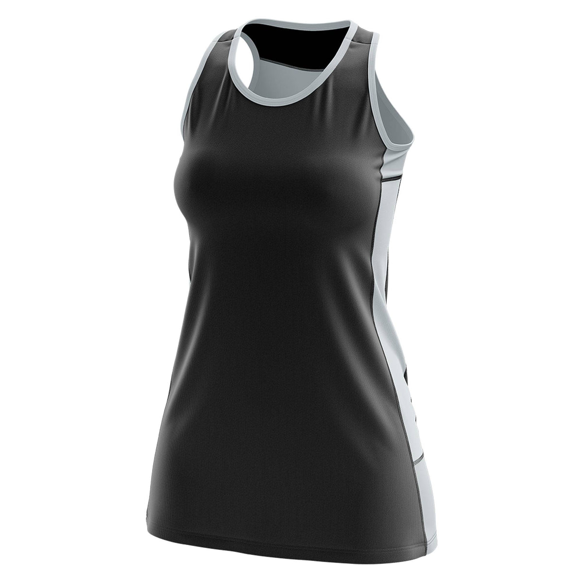 Custom Black Silver Color Block Two Tone Tennis Dresses