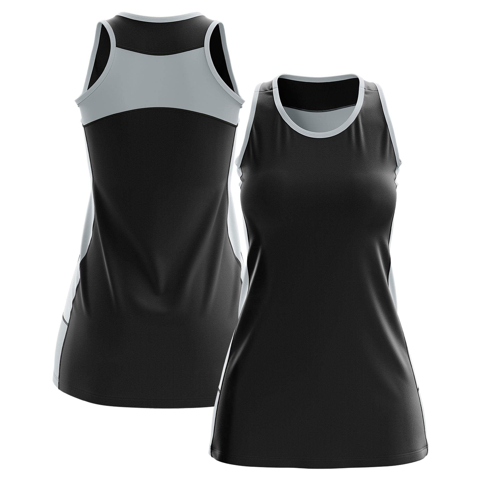 Custom Black Silver Color Block Two Tone Tennis Dresses