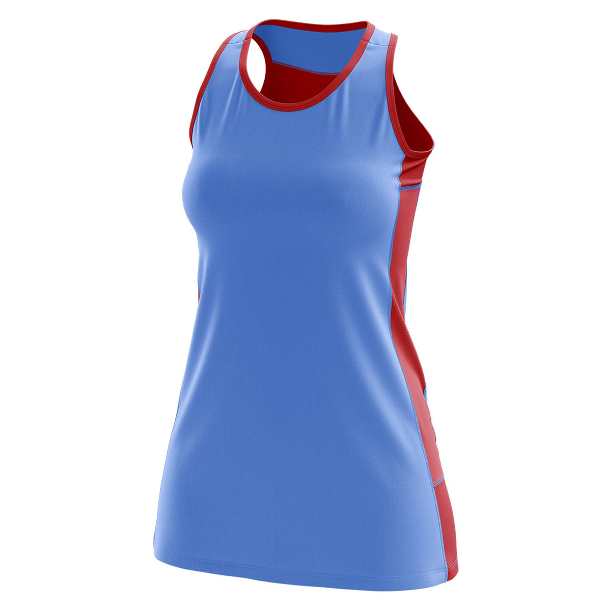 Custom Powder Blue Red Color Block Two Tone Tennis Dresses