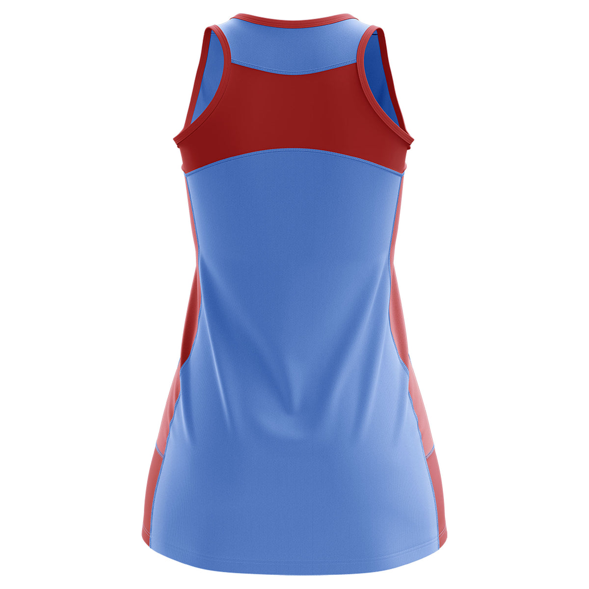 Custom Powder Blue Red Color Block Two Tone Tennis Dresses