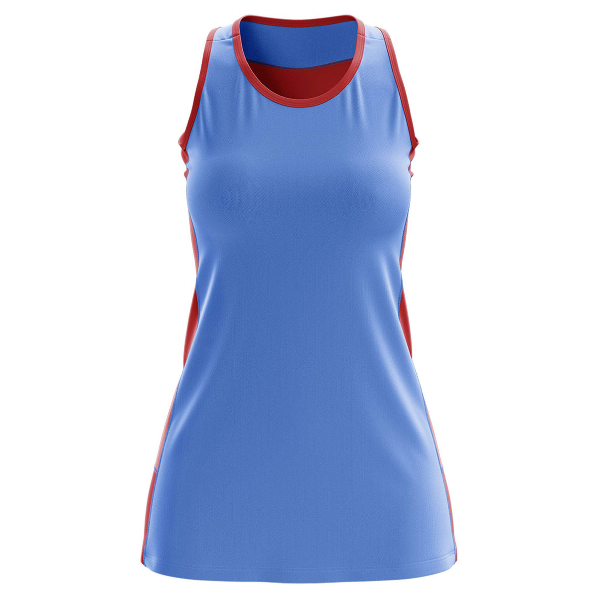 Custom Powder Blue Red Color Block Two Tone Tennis Dresses