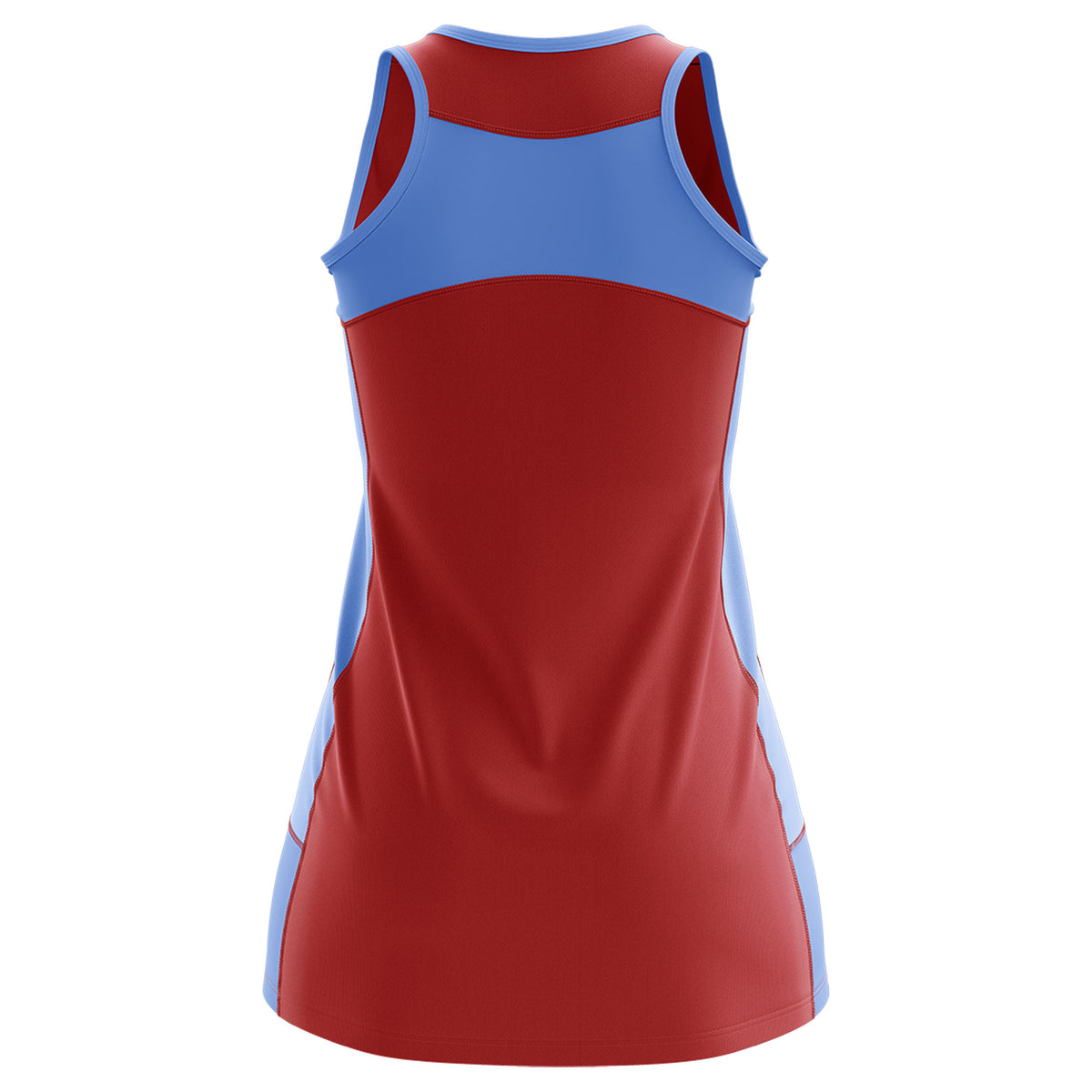 Custom Red Powder Blue Color Block Two Tone Tennis Dresses