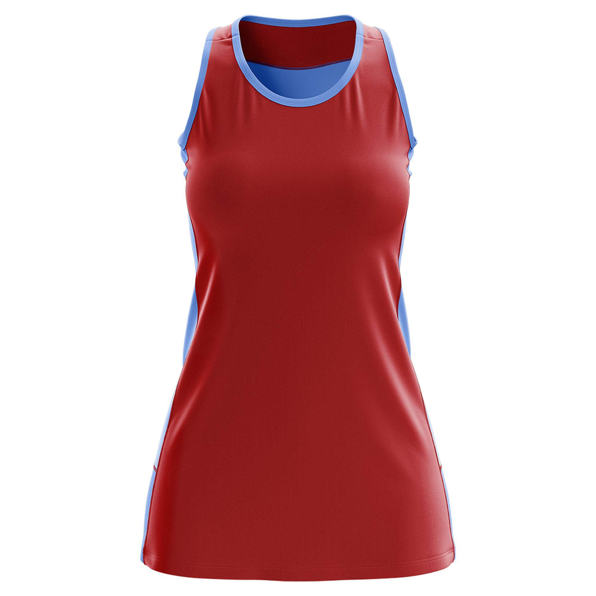 Custom Red Powder Blue Color Block Two Tone Tennis Dresses