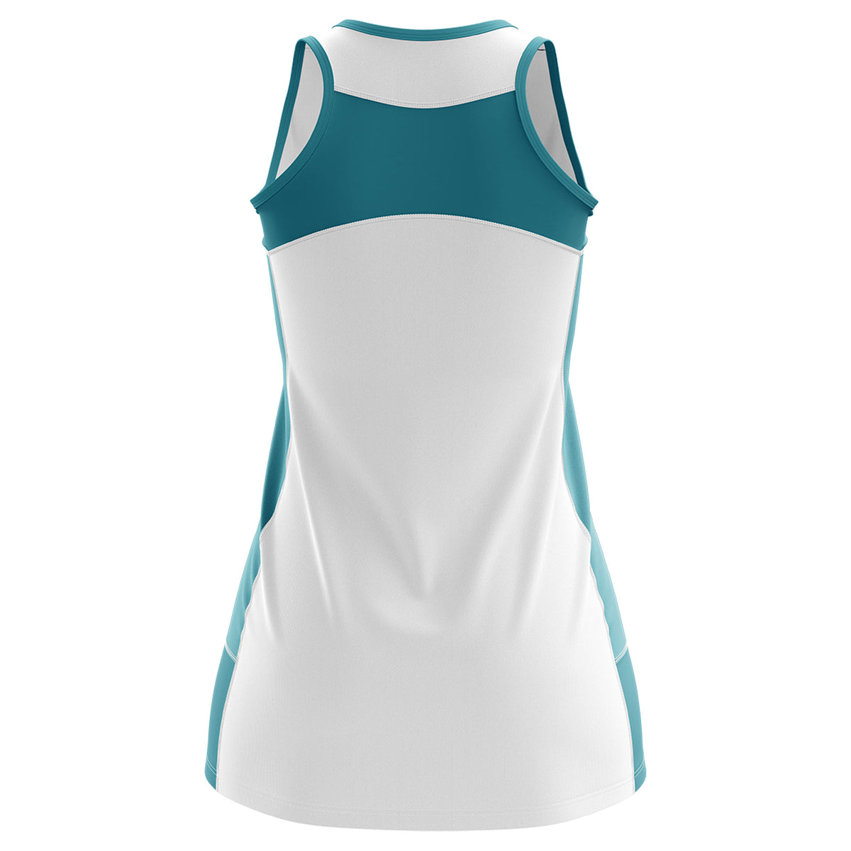 Custom White Teal Color Block Two Tone Tennis Dresses