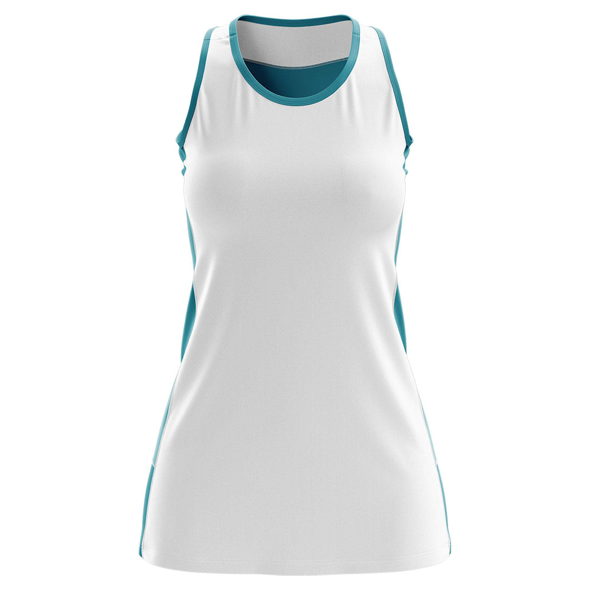 Custom White Teal Color Block Two Tone Tennis Dresses