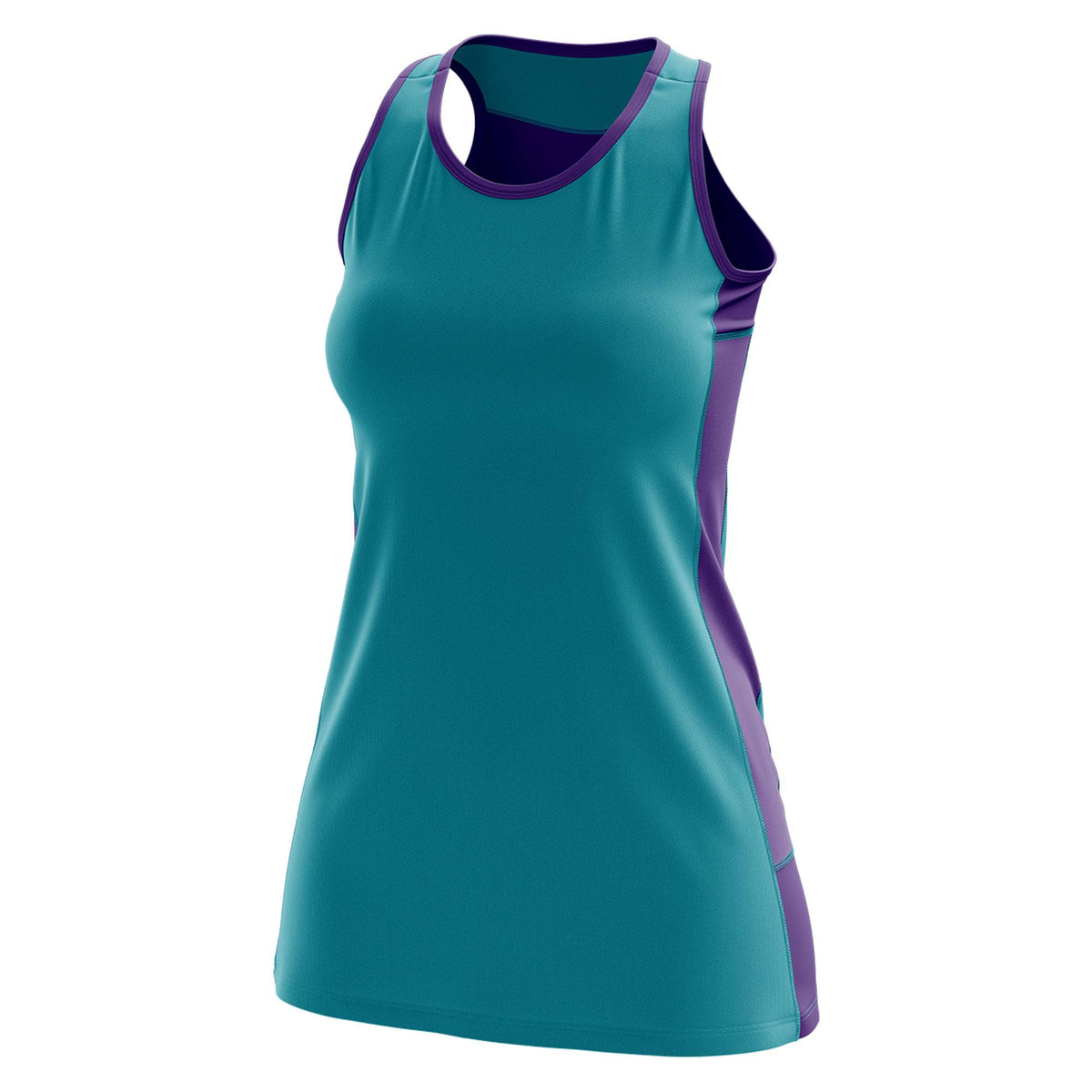Custom Teal Purple Color Block Two Tone Tennis Dresses