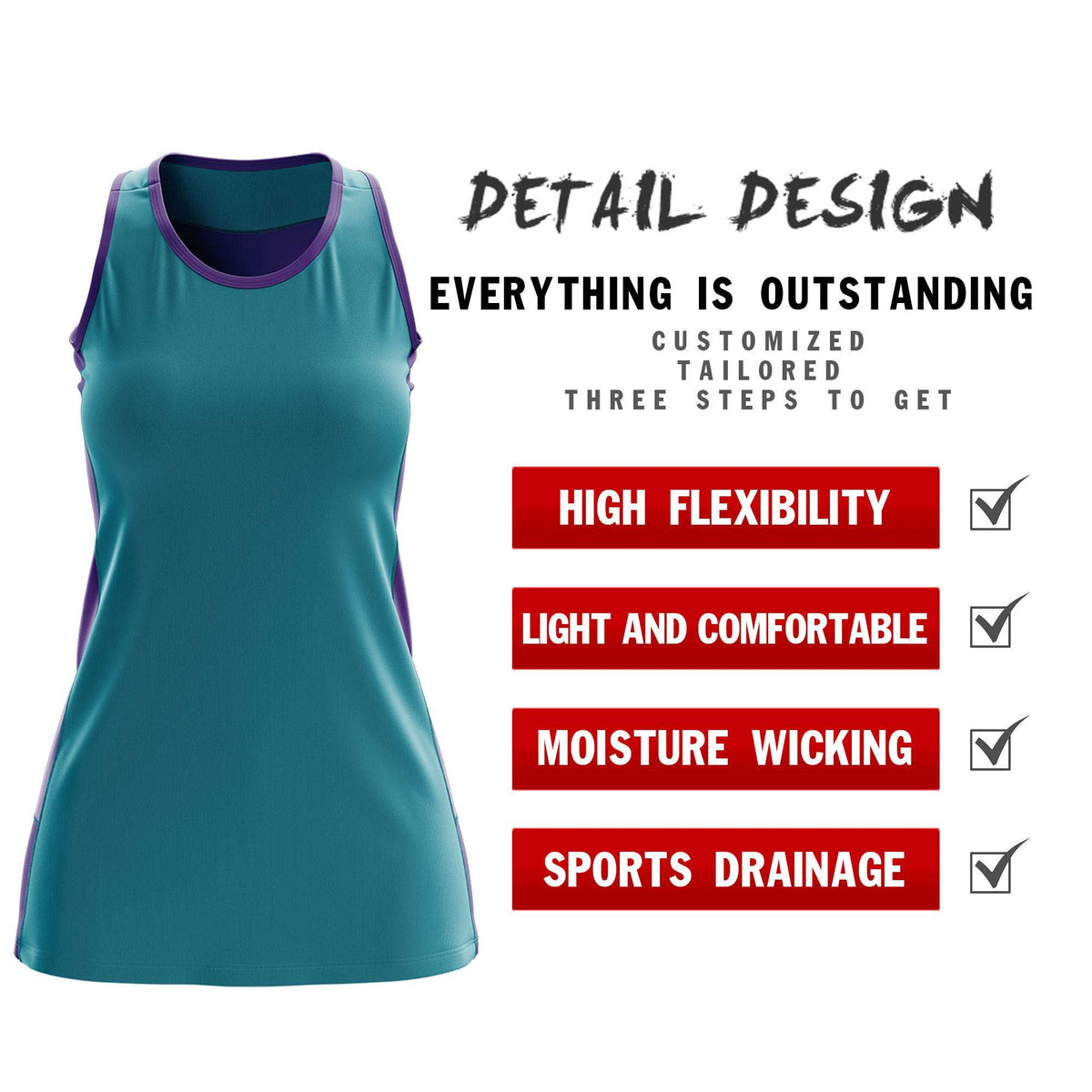 Custom Teal Purple Color Block Two Tone Tennis Dresses