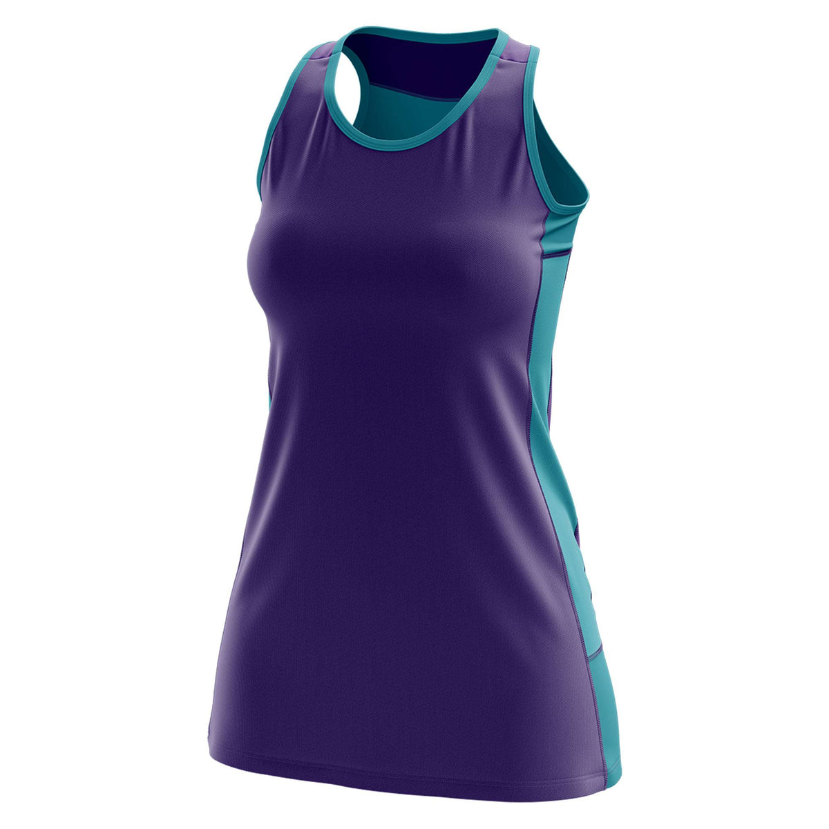 Custom Purple Teal Color Block Two Tone Tennis Dresses