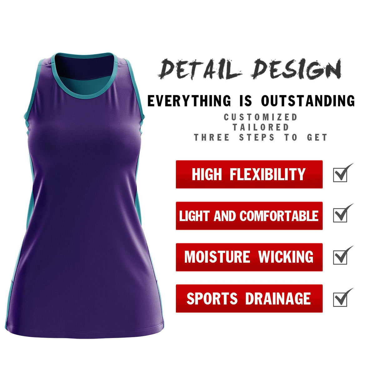 Custom Purple Teal Color Block Two Tone Tennis Dresses