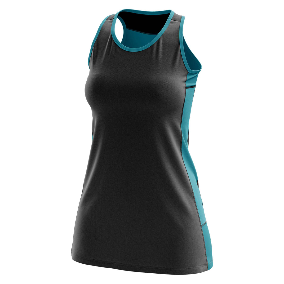 Custom Black Teal Color Block Two Tone Tennis Dresses