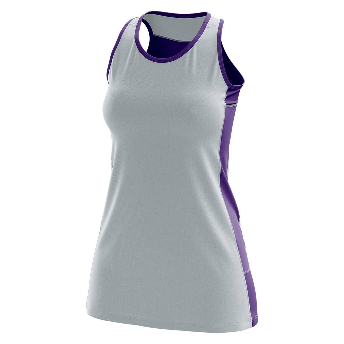 Custom Silver Purple Color Block Two Tone Tennis Dresses