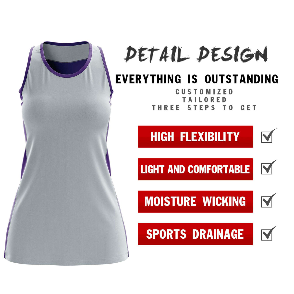 Custom Silver Purple Color Block Two Tone Tennis Dresses