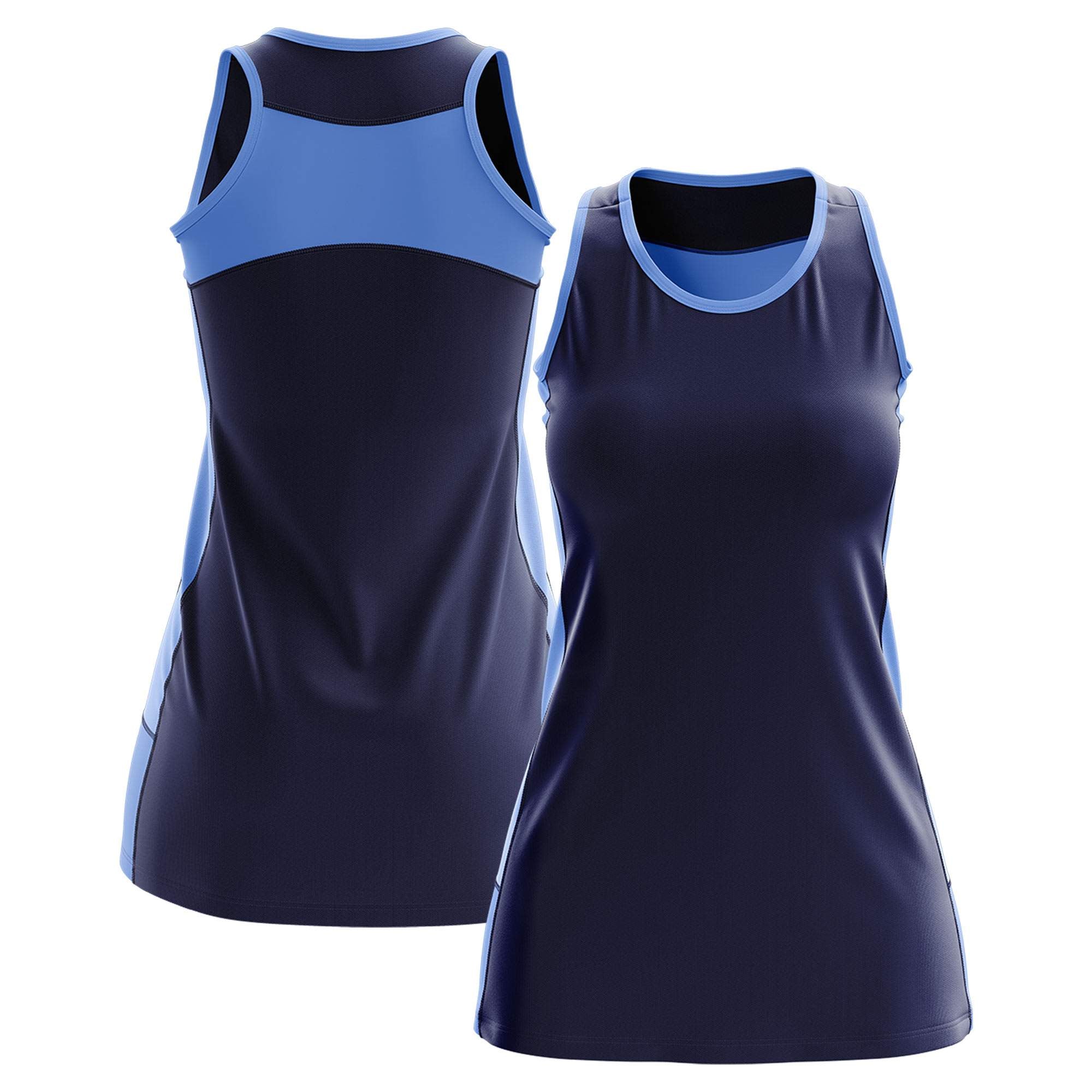 Custom Navy Powder Blue Color Block Two Tone Tennis Dresses