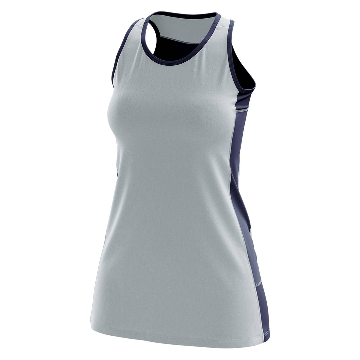 Custom Silver Navy Color Block Two Tone Tennis Dresses