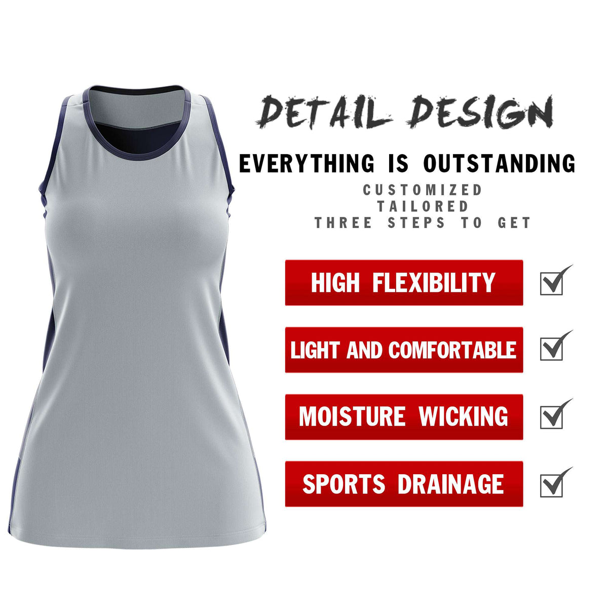 Custom Silver Navy Color Block Two Tone Tennis Dresses