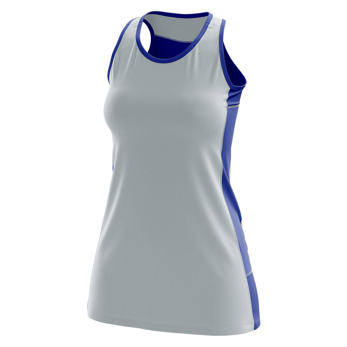 Custom Silver Royal Blue Color Block Two Tone Tennis Dresses